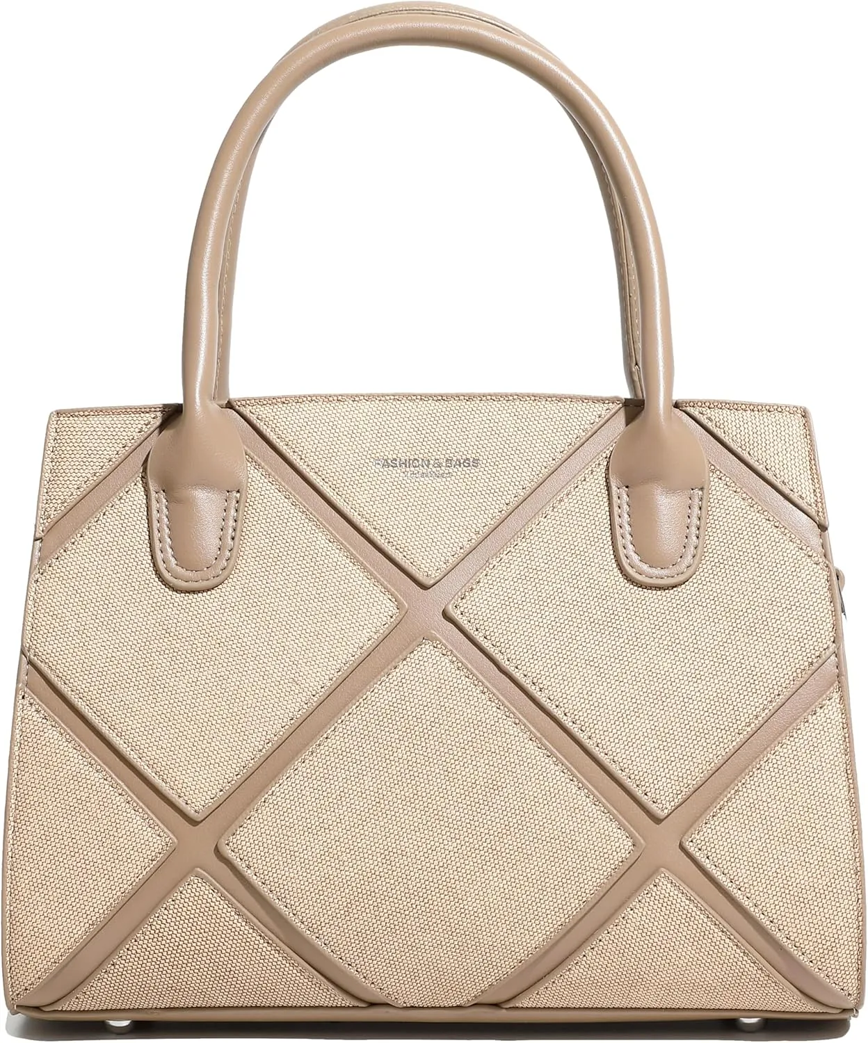 Women's Vegan Leather Top Handle Crossbody Satchel Tote Work Bag in Checkered Pattern