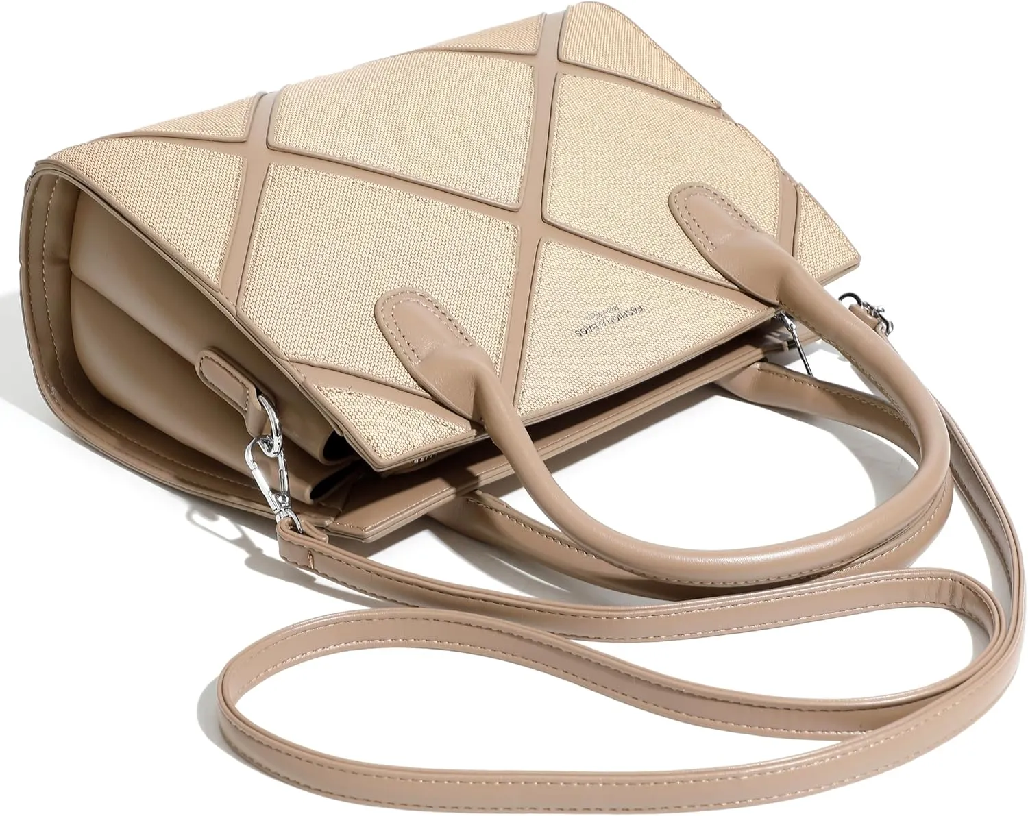 Women's Vegan Leather Top Handle Crossbody Satchel Tote Work Bag in Checkered Pattern
