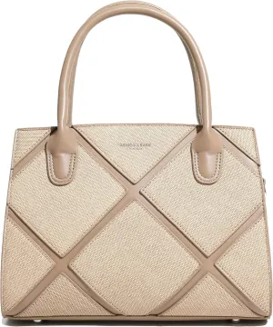 Women's Vegan Leather Top Handle Crossbody Satchel Tote Work Bag in Checkered Pattern