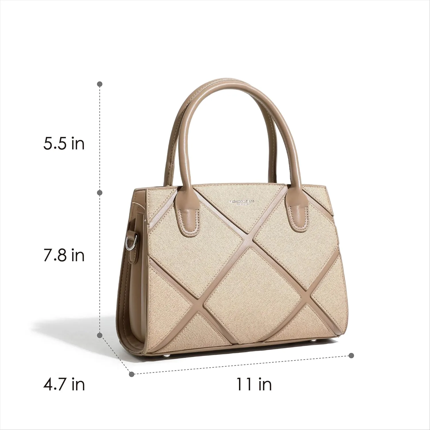 Women's Vegan Leather Top Handle Crossbody Satchel Tote Work Bag in Checkered Pattern