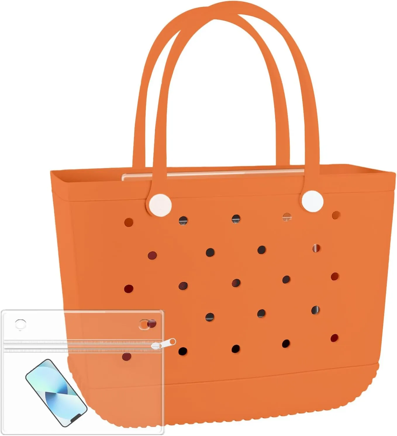 X-Large Rubber Tote Bag Waterproof Beach Washable Handbag Storage Bags Durable Modern Travel SportsTote Bag (Orange, X-Large)