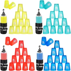 yeesport 48 PCS Sport Stacking Cups, Speed Training Game for Challenge Competition, Plastic Stacking Cups, Classic Family Game for Youth and Adults, Red Blue Green Yellow
