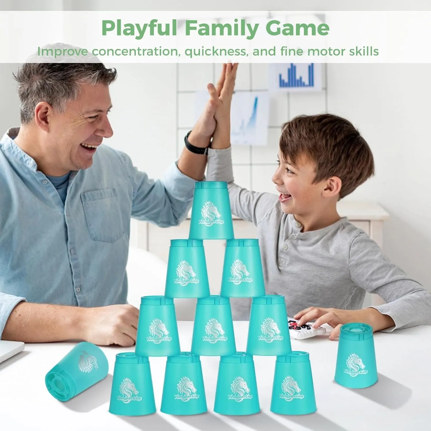 yeesport 48 PCS Sport Stacking Cups, Speed Training Game for Challenge Competition, Plastic Stacking Cups, Classic Family Game for Youth and Adults, Red Blue Green Yellow