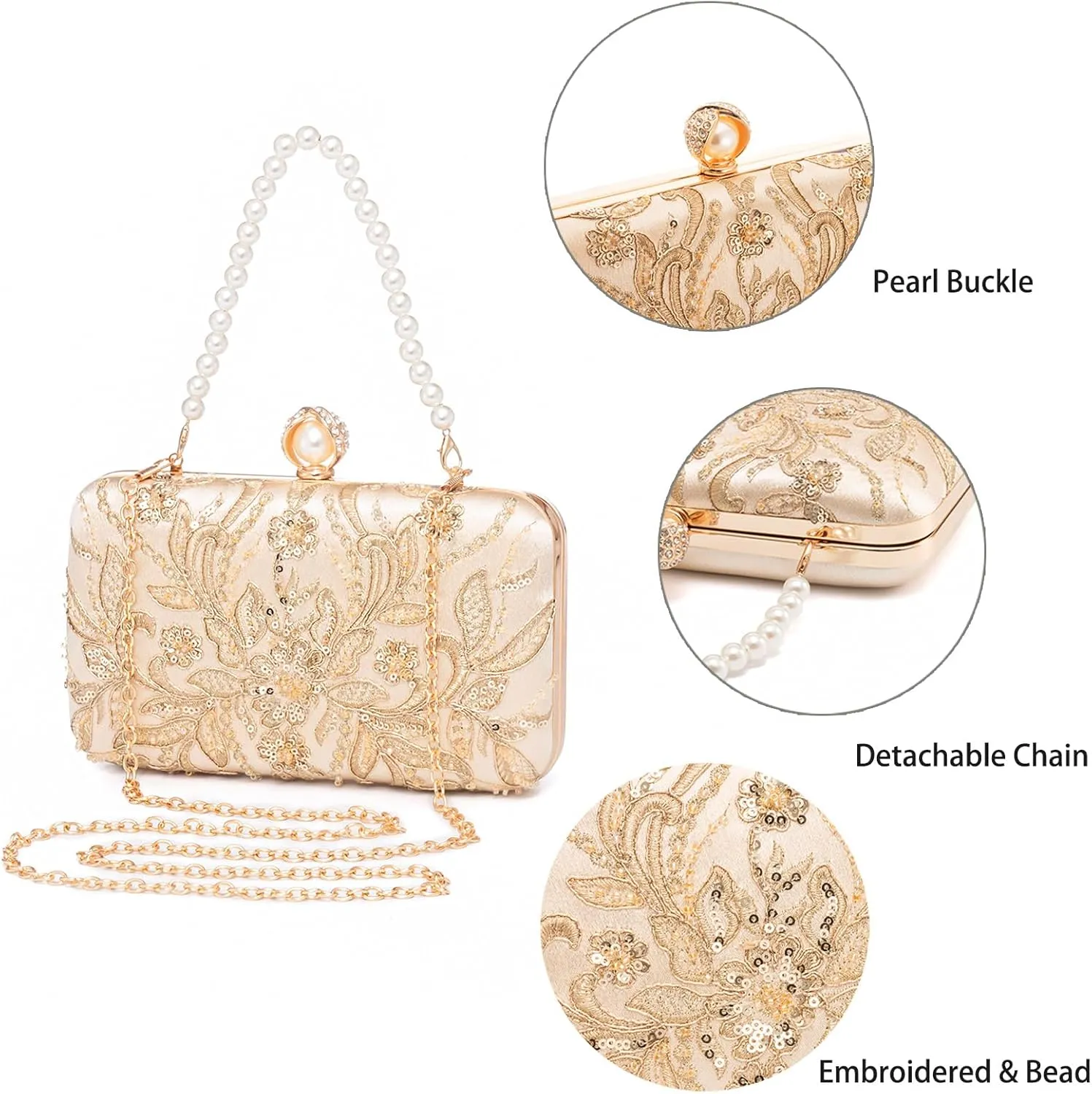 YYW Clutch Purses for Women Evening Bag Sequins Beaded Party Handbag Wedding Purse