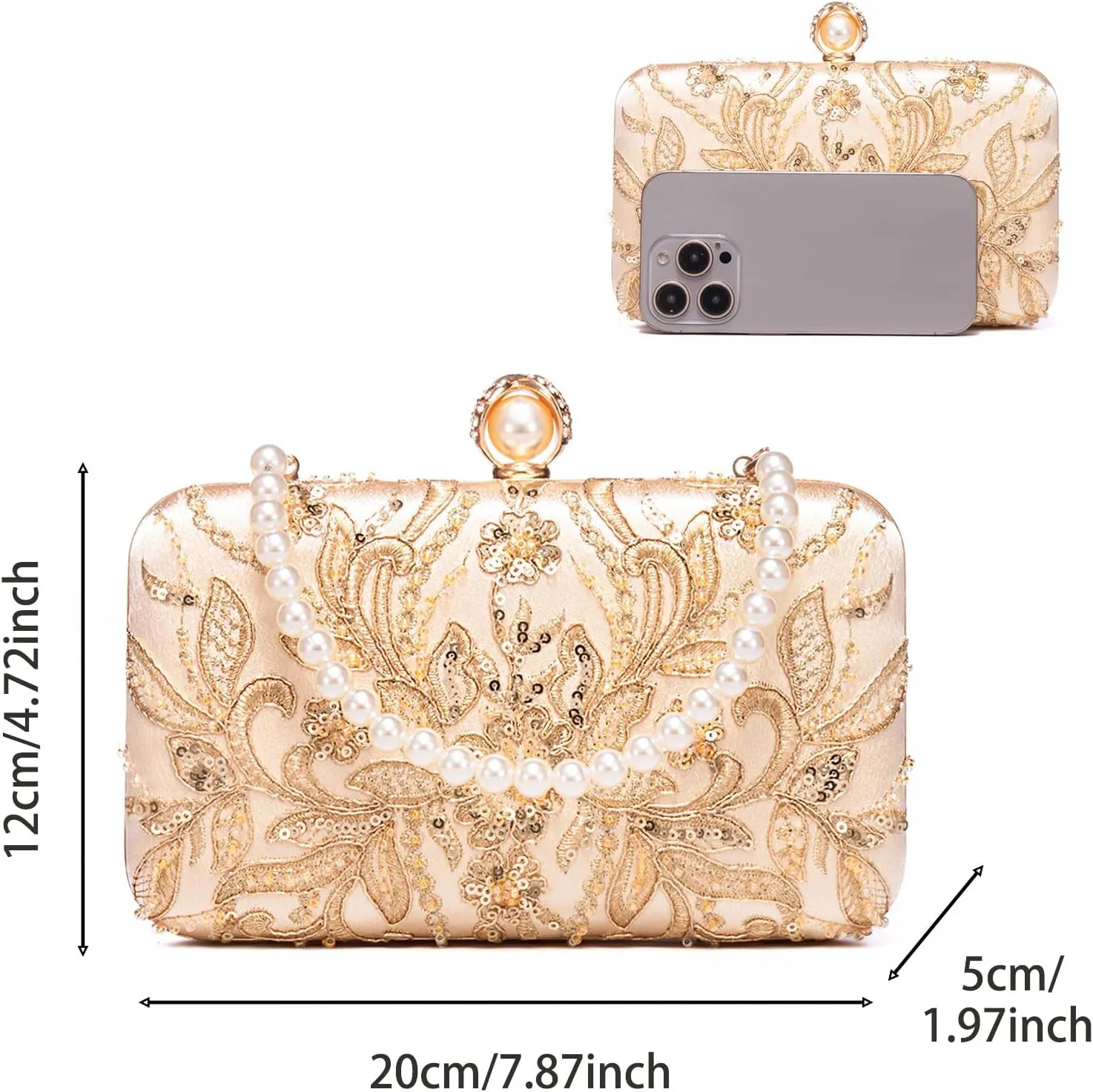 YYW Clutch Purses for Women Evening Bag Sequins Beaded Party Handbag Wedding Purse