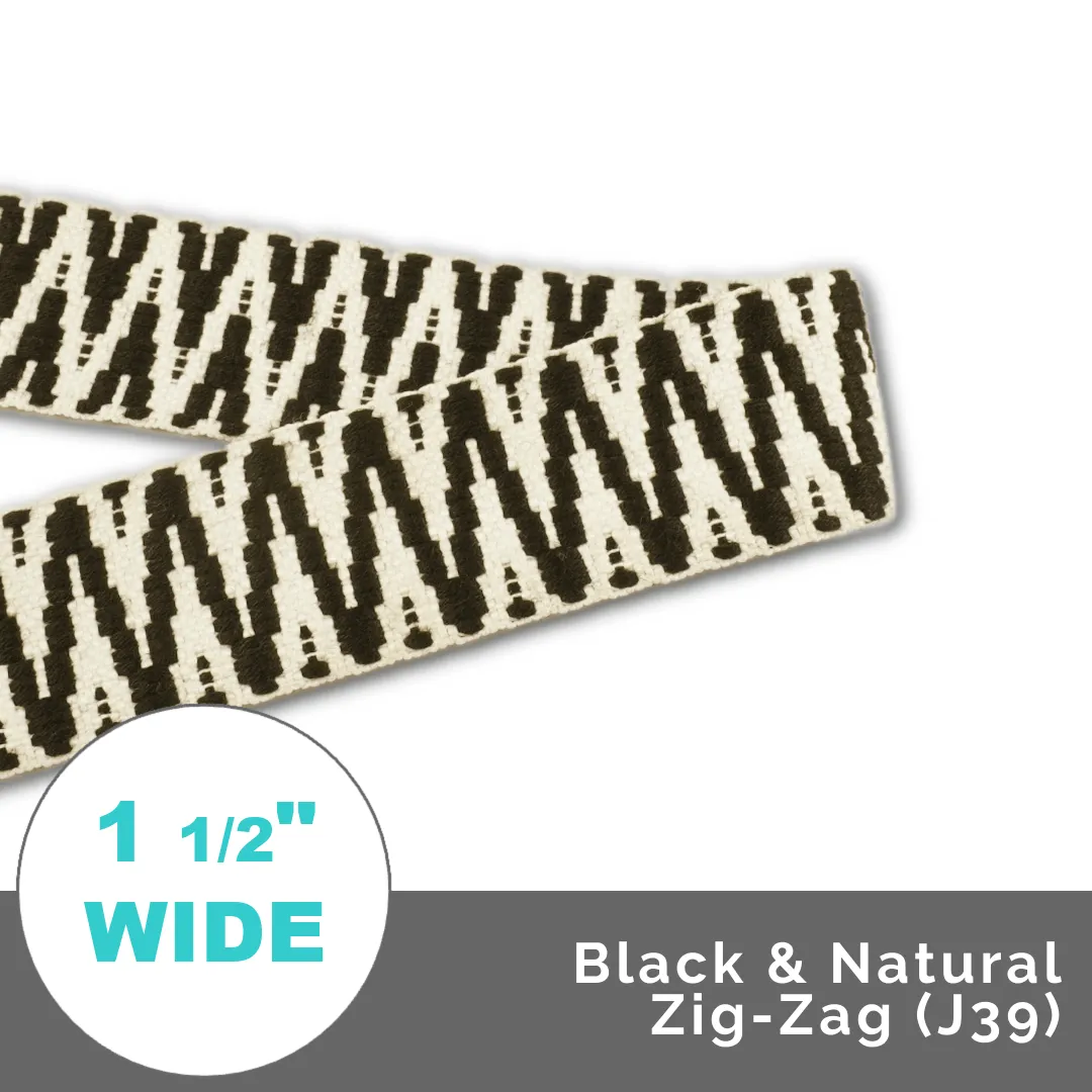 ZigZag Jacquard Webbing 1 1/2" (38mm) Wide (Per 1 Yard)