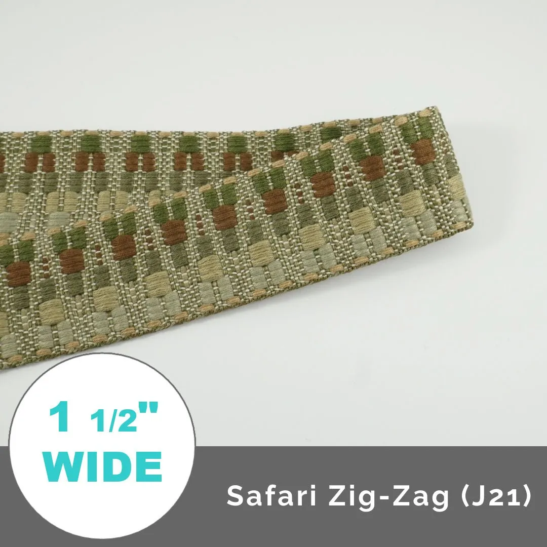 ZigZag Jacquard Webbing 1 1/2" (38mm) Wide (Per 1 Yard)