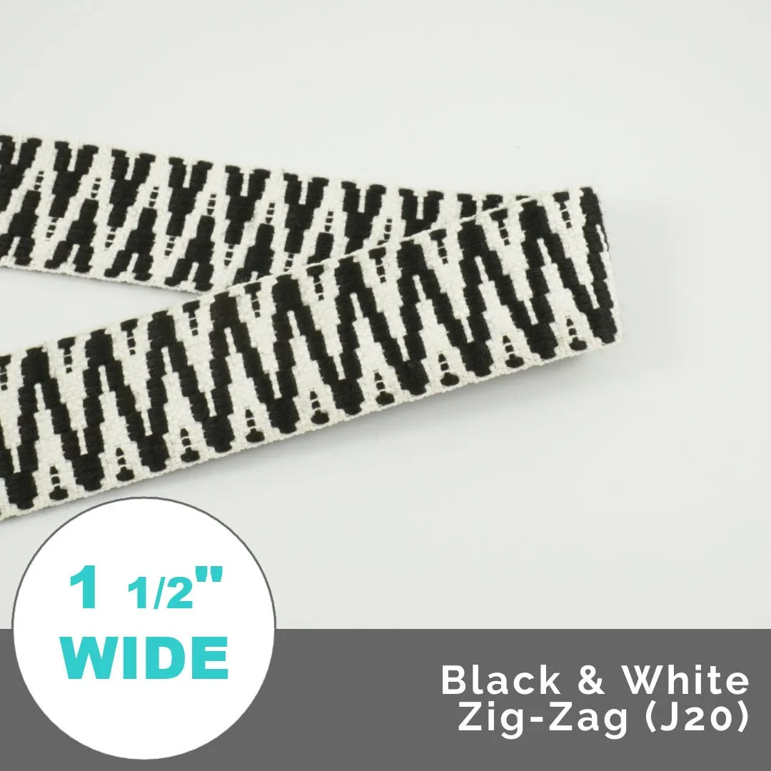 ZigZag Jacquard Webbing 1 1/2" (38mm) Wide (Per 1 Yard)