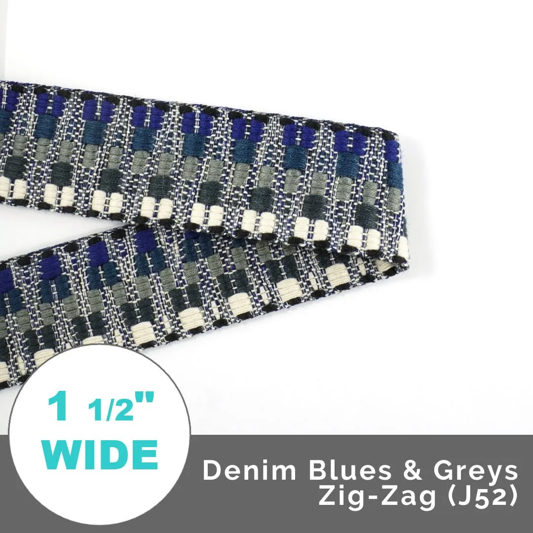 ZigZag Jacquard Webbing 1 1/2" (38mm) Wide (Per 1 Yard)