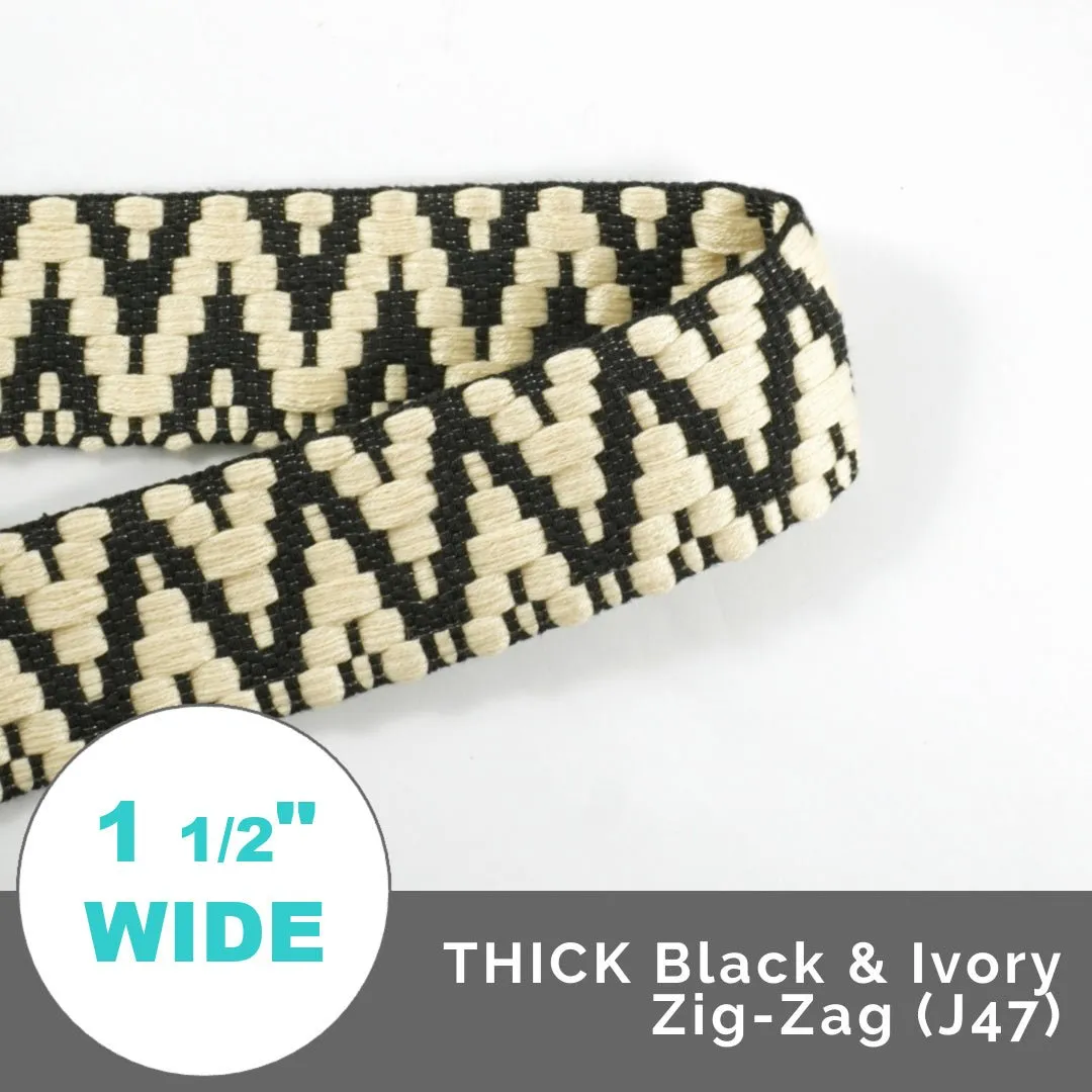 ZigZag Jacquard Webbing 1 1/2" (38mm) Wide (Per 1 Yard)